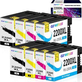8 Pack 2200XL Ink cartridges Replacement for Canon PGI-2200XL PGI2200 XL Compatible to MAXIFY iB4120 iB4020 MB5020 MB5120 MB5320 MB5420 Printer (2Black, 2Cyan, 2Magenta, 2Yellow)