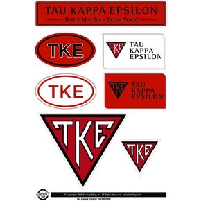 Fraternity Tau Kappa Epsilon Sticker Sheets - Custom Designed Vinyl Fraternity Brand Focus Stickers with Officially Licensed Designs, Removable Adhesive, 7 Stickers per Sheet