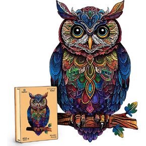 Wooden Puzzles for Adults, Unique Shaped Animal Jigsaw Puzzles, Owl Wood Puzzles Adult, Birthday Gifts for Adult and Kids, 200 Piece 11.14"×7.28"