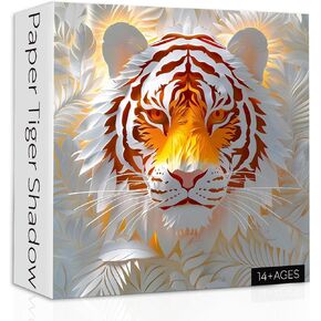 Tiger Animal Puzzles for Adults 1000 Pieces, Jungle Tiger Paper Cut Jigsaw Puzzles, Challenging Difficult Wildlife Puzzle for Home Decor