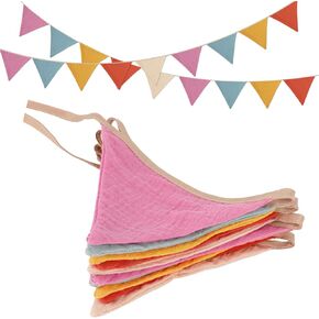 17 Ft Pennant Banner Flags, 2 Pcs Colorful Nursery Garland Triangle Bunting Banner Boho Rainbow Toddler Baby Room Playroom Decor for Baby Shower Birthday Wedding Party Wall Decorations, Each 8.5 Ft
