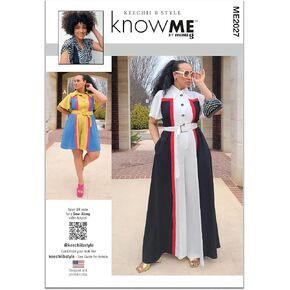 Know Me Misses' and Women's Short Romper and Floor Length Jumpsuit Sewing Pattern Kit, Design Code ME2027, Sizes 10-12-14-16-18