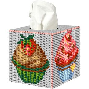Counted Cross-Stitch Kit on Plastic Canvas with Cupcakes. 4 Wonderful Ornaments Different Dimensions 105CS. Perfect for Embroidery & Needlework Amateurs
