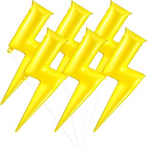 6 PCS البالونات البرق 45 بوصة سوداء فلاش البالونات رقائق MyLar للحفلة الرعد Lightning شكل البالونات قابلة للطفرة للأولاد