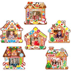 MOUNMDA 30 Pack Christmas Photo Frame Craft Kits for Kids DIY Christmas Tree Photo Frame Ornaments Tree Decoration Classroom Party Activity
