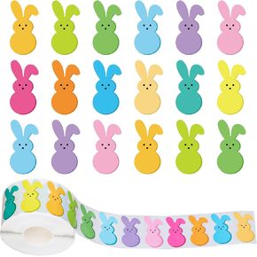 1000Pcs Easter Bunny Stickers Roll Cute Rabbit Seal Stickers Self-Adhesive Label Decals for Craft Scrapbook Envelope Card Spring Holiday Party Favor Decor