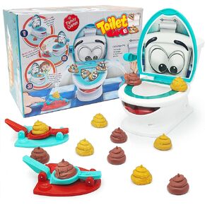 Poop Family Game - Funny Shooting Game - Fast and Frenzied Launching - Includes 1 Toilet Bowl, 2 Launchers, 12 Soft Plastic Poops - Gift for Kids 3-8