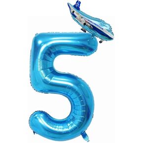 40 بوصة زرقاء الطائرة رقم 4 بالون ، 4 عبوات ، الأولاد ، الفتيات ، جميع الأعمار ، عيد ميلاد ، الذكرى السنوية ، دش الطفل