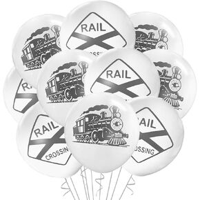 12 Count Train Balloons Latex, Train Birthday Party Theme Decoration, 12 Inch Standard Size, Minimalist Locomotive, Rail Transport Steam Enginem Railroad Crossing (Locomotive) in Kuwait