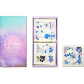 100 Sheets Cute Cartoon Life Letter Stickers for Adults,Kawaii Journal Stickers Packs Photo Planner Stickers Korean Stationery Scrapbooking Stickers (100PCS-Galaxy)