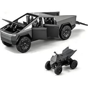 Cybertruck Toy Trucks Alloy Die Casting 1/24 Model Cyber Truck Toy Shock Absorber Spring Race Car with Motorcycle -Sound and Light Effect Ideal Gift Age for 6 Year Up (Blue)