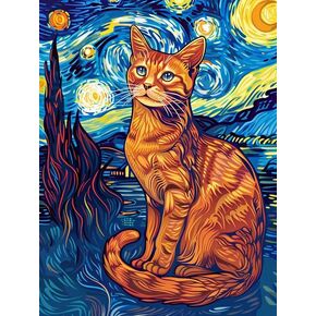 Wergund Diamond Art Painting Cat, Diamond Art Kits for Adults Animal, Full Drill Crystal Rhinestone Embroidery Cross Stitch Arts Craft Canvas Wall Decor Gift 12x16Inch/30x40 cm-28