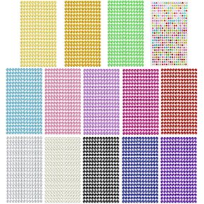 ملصقات GEM ملصقات Cayton ذاتية الراين ، 3640 PCS الأحجار الكريمة المتلألئة أحجار الكريمة ذاتية ملونة من الخزان لمكياج الوجه Art Diy Scrapbook 6mm