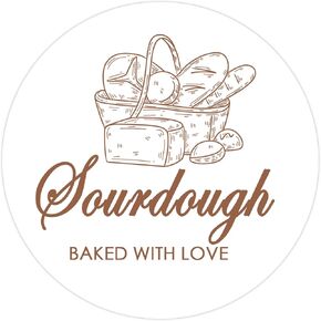 Sourdough Bread Supplies Sourdough Sticker 2 Inch Baked with Loved Stickers for Baked Good Packaging,500 Pcs Per Roll