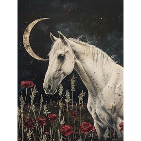 SKRYUIE 5D Horse Diamond Painting Kits - DIY Diamond Art Kits for Adults Moon, Full Round Drill - Crystal Cross Stitch - Adults Craft for Wall & Office Decor - 12x16 Inch z4