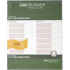 Day Runner Undated Planner Telephone and Address A–Z Tabs, 8.5 x 11 Inches (028-0200)