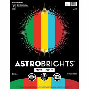 Neenah Astrobrights Color Paper, 8.5" x 11", 24 lb/89 gsm,"Eco" 5-Color Assortment, 500 Sheets (22226), Assorted