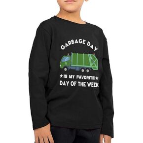 Waldeal Little Boys' Cute Garbage Day Truck T Shirt Kids Long Sleeve Graphic Tee