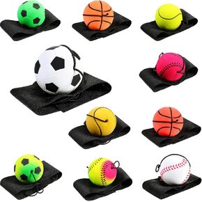 Skylety Wrist Return Ball Rubber Sport Ball with Strap and String Rebound Bouncy Balls Toy on Elastic String Toy for Teens Adults Wrist Exercise Play