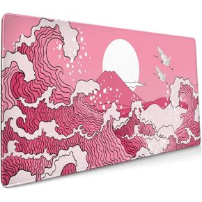 لوحة فأر للألعاب الوردي اليابانية 35.4 × 15.7 بوصة XXL تصميم الفن بارد فني كامل des mousepad تمتد كبيرة