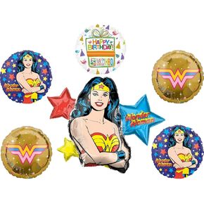 Wonder Woman Birthday Party Supplies 6 PC Ploon Bouquet Decorations