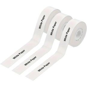3 Rolls Clear D30 Continuous Labels 15mm x 4M Compatible with Label Maker Model D35 Q30 Q31 Q32 Q30S Long Label Tape, Thermal Sticker Paper Black on White Laminated Office Labeling Tape Replacement