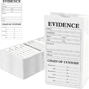 Paper Evidence Bags 25 Pack Stick on Evidence Bag 9.45 * 5 * 3 inch Evidence Bag for Forensics Class,Theme Birthday Party