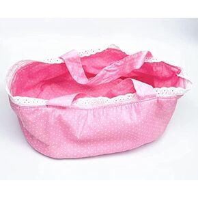 Reborn Baby Dolls Baskets Pink Crib Bed Soft Doll Carrier Doll Accessories for 17-22 inch Baby Doll Carrier Baskets with Handle
