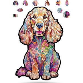 Animal Wooden Puzzles for Adults – A3 Cocker Spaniel Dog with 143 Pieces – Jigsaw Puzzles with Unique Animal Shapes – 9.9" x 15.3"