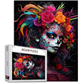 Tucocoo Sugar Skull Woman Jigsaw Puzzle 1000 Pieces Puzzles for Adults, Graffiti Women Jigsaw Puzzles for Challenging Family Activity Games DIY Puzzle for Home Wall Decor Gifts - 20 x 27 Inches