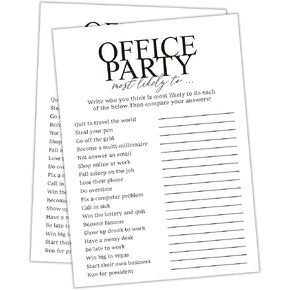 Office Party Most Likely to Games, Work Party Games, Team Building Group Office Game, Work Happy Hour Idea, Great for Coworker Game or Adult Trivia Game, Set of 30 Game Cards - OP03