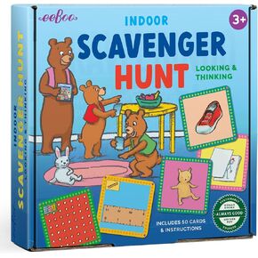 eeBoo: Scavenger Hunt Indoors Game, a Finding Game That develops observational and Analytical Skills, Includes 50 Cards & Instructions, for Ages 3 and up