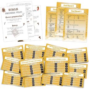 Christian Bible Feud Game,Family Feud Game for Adults,Bible Family Feud Questions,Bible Study Supplies,Bible Trivia Game,Bible Games Bundle,12 Preliminaries Cards+3 Final Cards+3 Instruction Cards,03