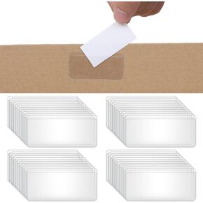 80 Pcs Label Holders PVC Self Adhesive Label Holders 2 x 1 Inch Clear Index Card Pockets File Label Side Open Adhesive Tag for Supermarket Bookshelf Lockers Mailbox