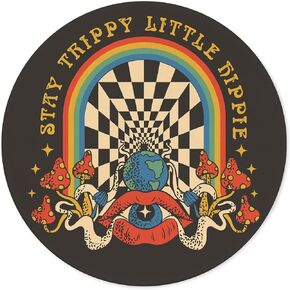 Znzd Abstract Trippy Eye in Mouth Stay Trippy Little Hippie Mouse Pad 7.9 × 7.9 بوصة ، قاعدة مطاطية غير قابلة للانزلاق للسيكات المكتبية للمكاتب المنزلية ، هدايا مجردة للنساء