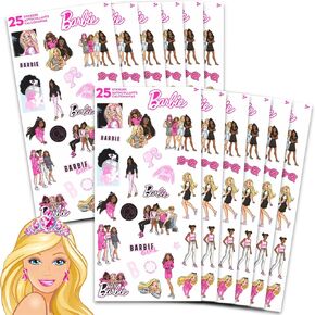 Barbie Party Favors for Girls Bundle ~ 12 Pack Barbie Sticker Sheets for Kids Birthday Party Goodie Bags | Barbie Party Supplies Set