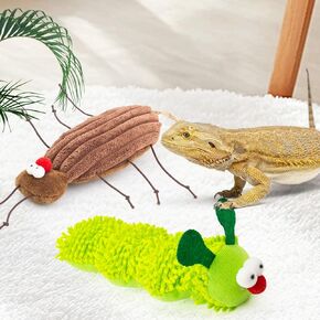 FlidRunest 2 Pack Bearded Dragon Accessories Toys, Plush Toy for Bearded Dragon, Interactive Bearded Dragon Simulation Stuffed Toys for Tank, Reptile Stuffed Plush Animals Bearded Dragon Toys