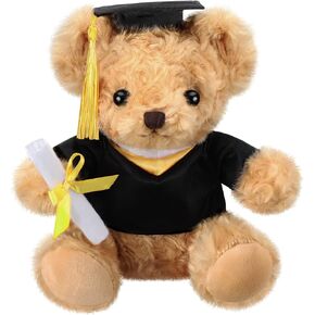 Sotiff Graduation Bear Class of 2025, 8 Inch Stuffed Animal Graduation Gift Light Brown Graduation Plush Bear with Hat for Kindergarten Elementary High School College Graduation Party School