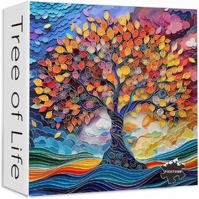Tree of Life Puzzles for Adults 1000 Pieces, Paper Cutting Tree Art Jigsaw Puzzle, Colorful Impossible Hard Difficult Challenging Puzzles