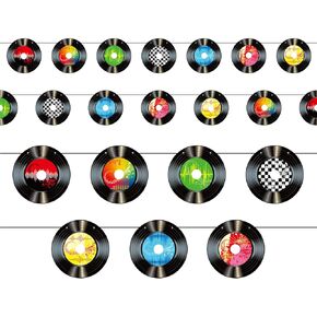 3 Packs Rock and Roll Music Party Decorations 7 Inch 21 Pcs 1950's Paper Record Cutout Records Banner Record Wall Decor Signs for 50s 70s 90s Theme Rock Music Birthday Party Supplies