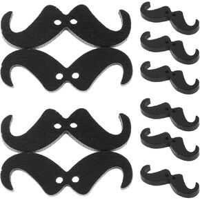 VILLCASE 100pcs Black Fake Mustaches Buttons, Wooden Sewing Buttons Funny Mustache Shaped, Decorative Craft Buttons for Clothes Embellishments