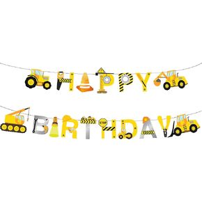 Construction Birthday Banner Dump Truck Party Supplies Banner for Builder Bulldozer Excavator Tank Truck Theme Boys Birthday Baby Shower Engineering Theme Party Favors