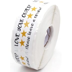 Muminglong 1.5 Inch Please Leave a Review Star Sticker,Thank You Sticker, Small Business, Handmade Sticker,Packaging Sticker, 500 PCS