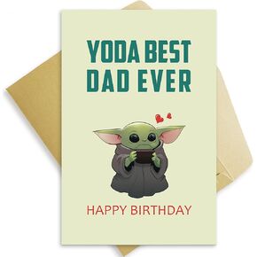 Ojsensai Baby Yoda بطاقة عيد ميلاد مضحكة أبي من الابن الابن ، بطاقة الأب الجميلة من الزوجة ، أبي لطيف هدية من صهر الابنة