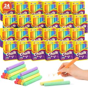 288 Counts Colored Chalk for Kids, 24 Packs Kids Chalk Set, Bulk Chalkboard Chalk School Supplies for Teachers, Classroom Prizes Gifts, Goody Bag Stuffers, Party Favors, Back to School Supplies