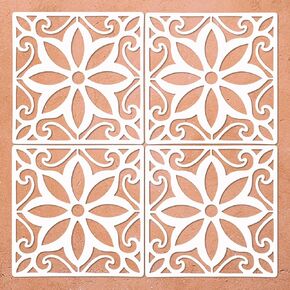 Large Concrete Floor Tile Stencils 12x12 Inches Reusable Mexican Stencil Sunflower Stencil for Painting Floors, Tiles, Walkway, Patio, Porch, Concrete Floor, 2-Pack