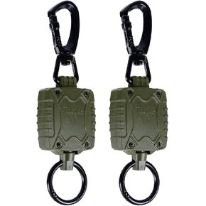Heavy Duty Carabiner Retractable Keychain, Retractable ID Badge Reel with Belt Clip, Tactical Retractable Badge Holder with 26 Inches Cord, 10 oz Retraction, 2-Pack