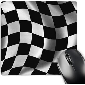 3dRose LLC 8 x 8 x 0.25 Inches Mouse Pad, Race Flag Banner Checker Chequer Finish Racing Motor Sports Waving (mp_155076_1)