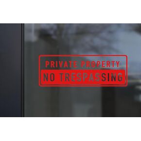 'Private Property No Trespassing' Vinyl Decal Sign 14"x5" Durable Waterproof ， No Trespassing Vinyl Sign Decal for Home, Farms, and Business Security (Outside, White)