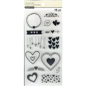 Recollections Clear Stamp Set - Hearts Galore 16 Pieces Love Valentines